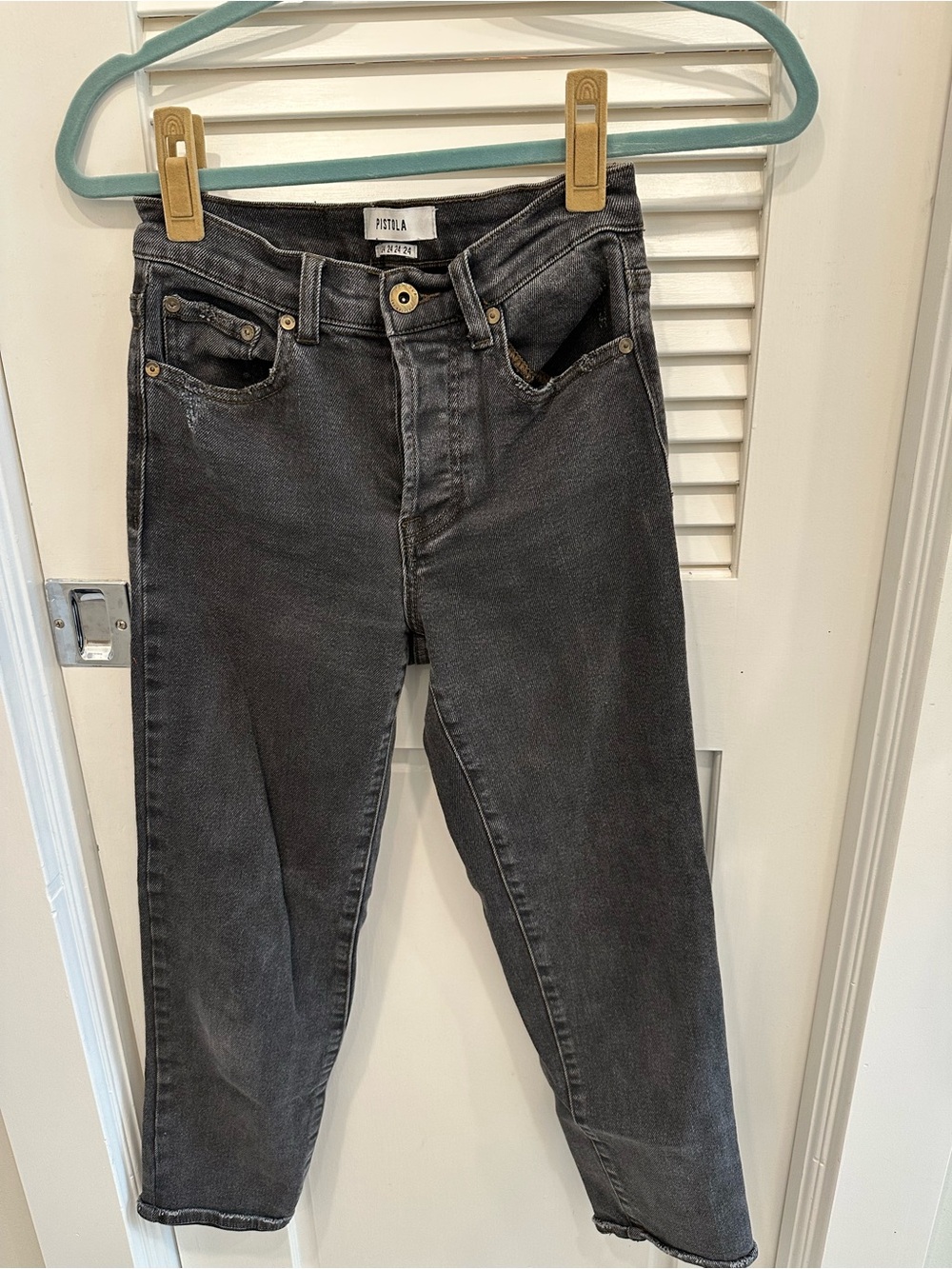 Pistola Women’s High-Rise Washed Black Straight Jeans size 24